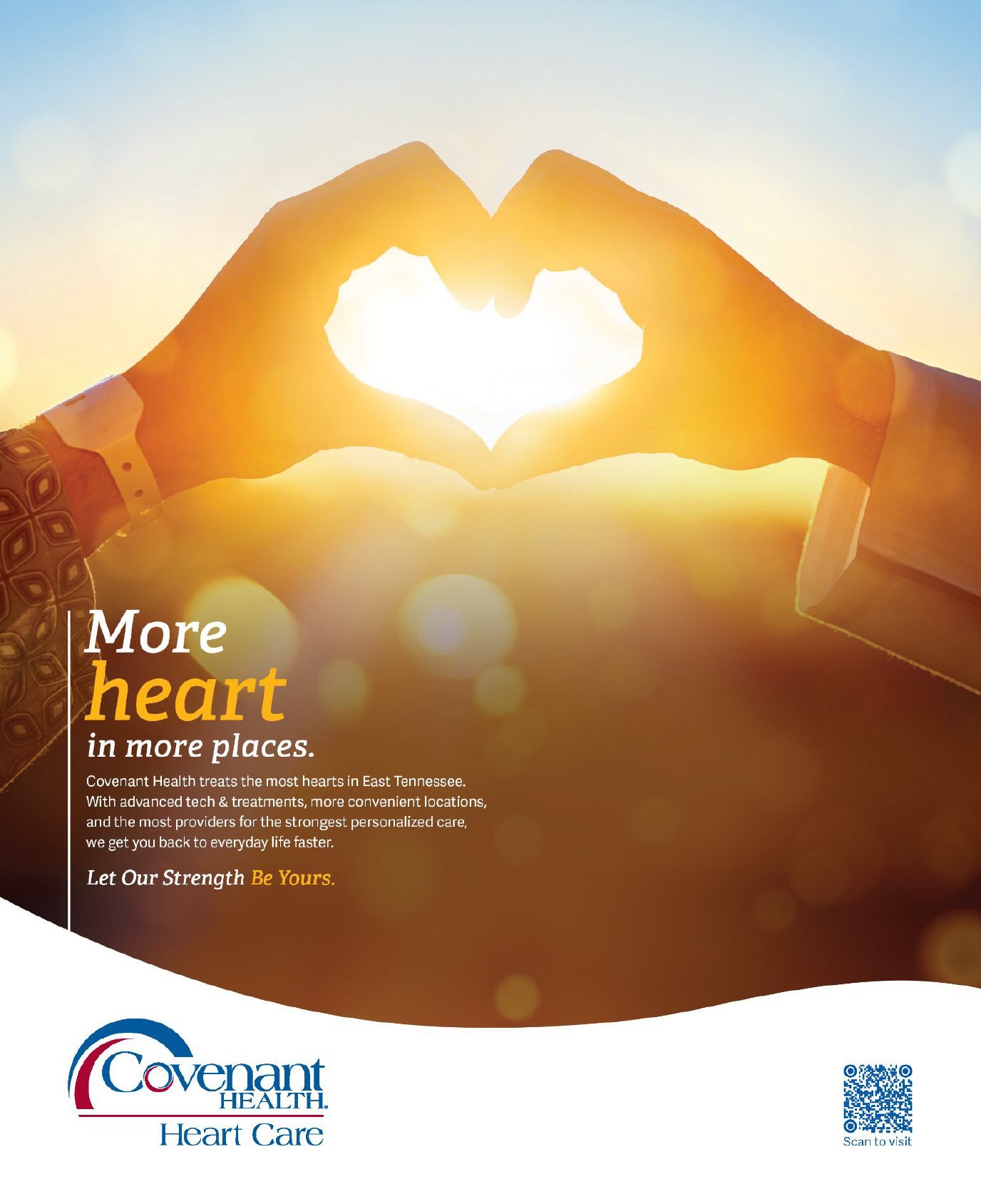 Covenant Health Heart campaign in-facility banner, hands
