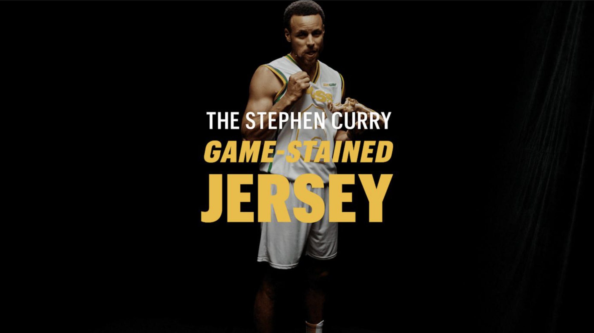 Stephen Curry in the Subway game-stained jersey: The Stephen Curry Game-Stained Jersey