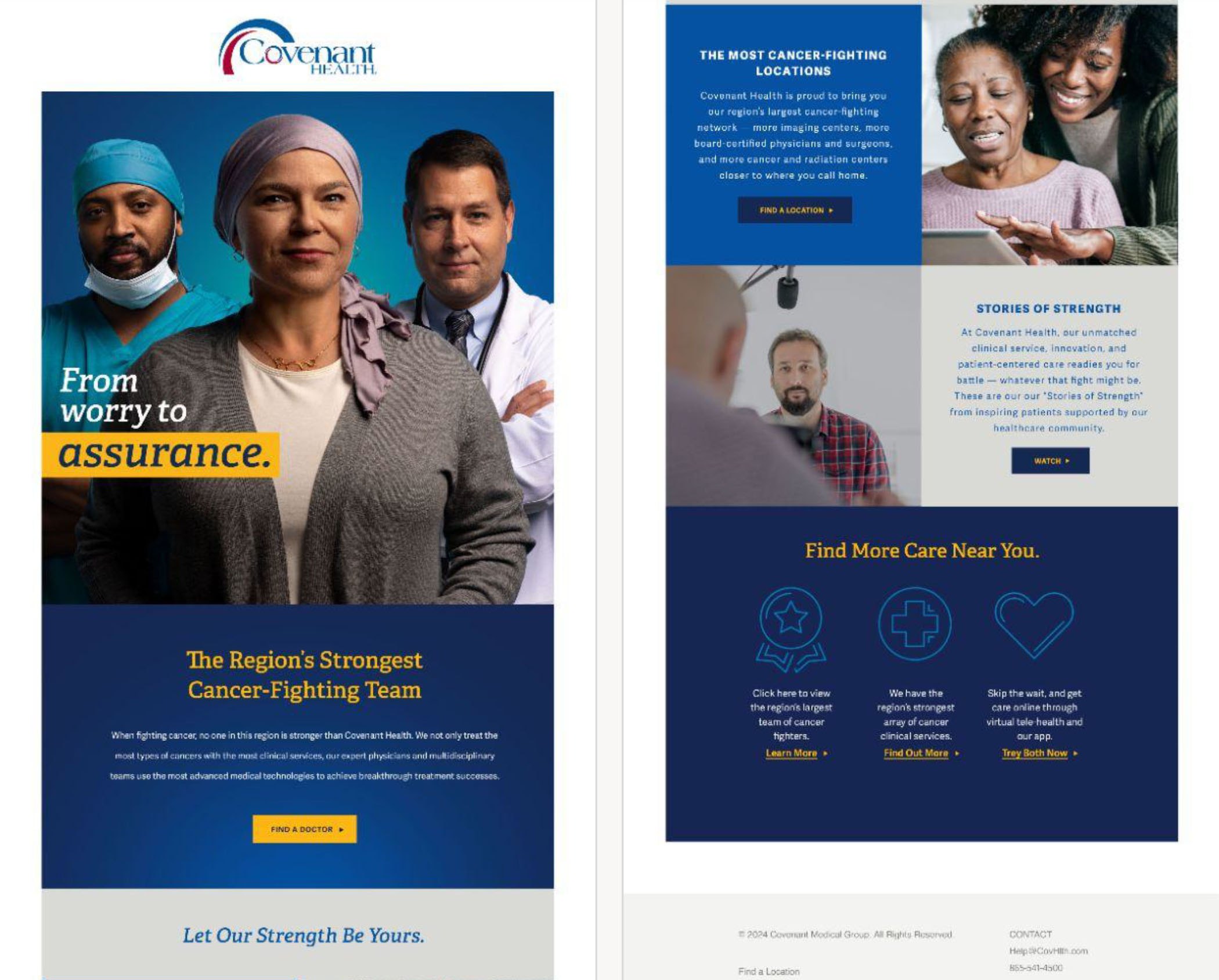 Covenant Health Oncology campaign email design