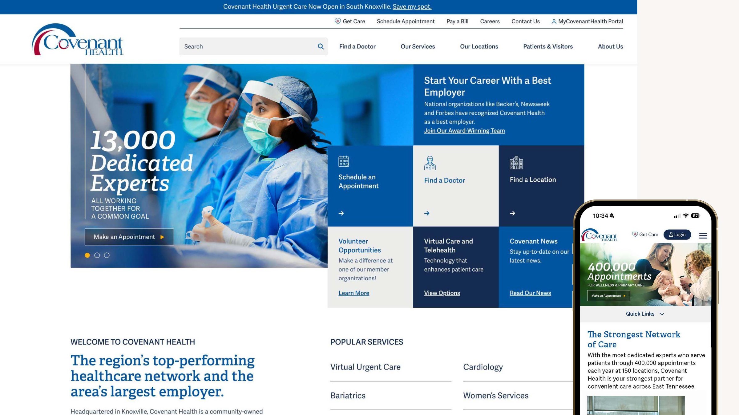 Covenant Health Numbers campaign website design