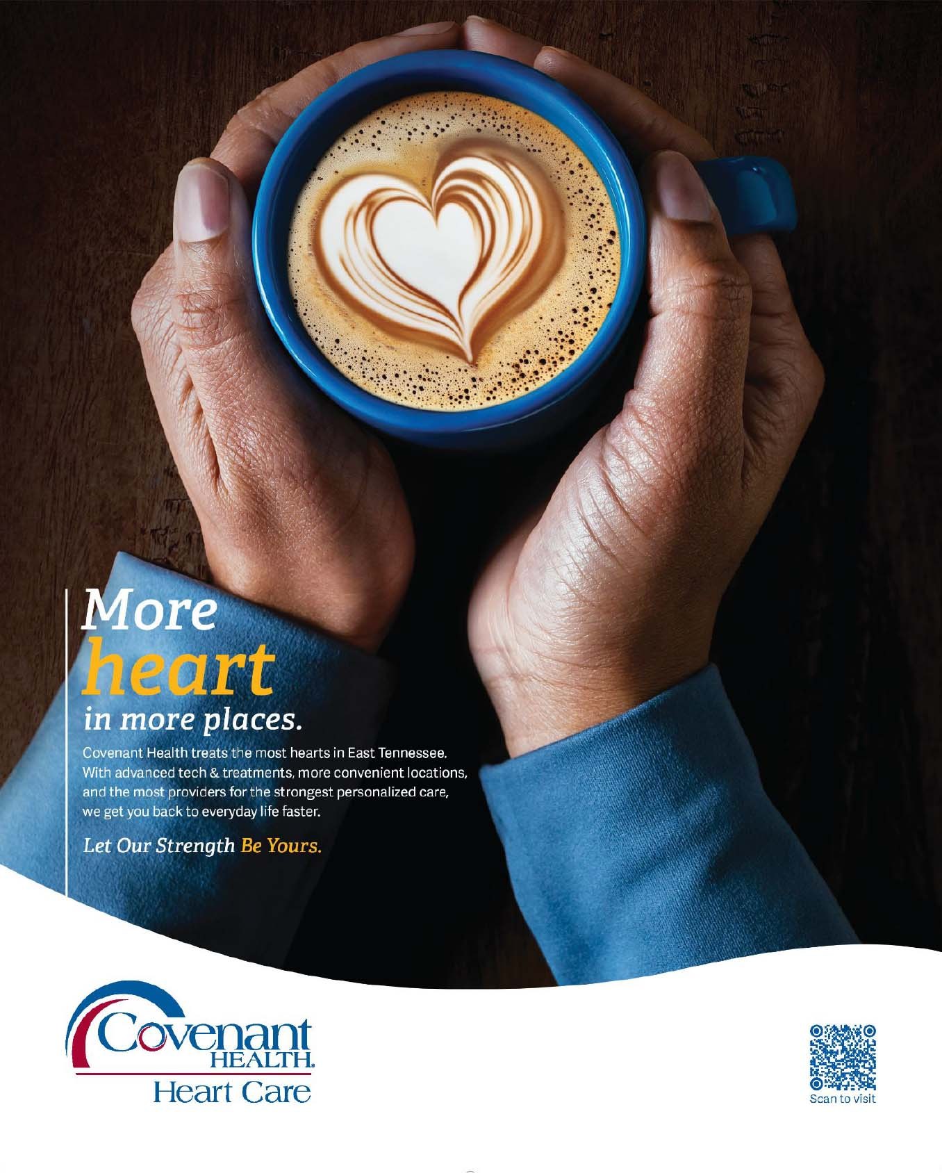 Covenant Health Heart campaign print ad, latte art