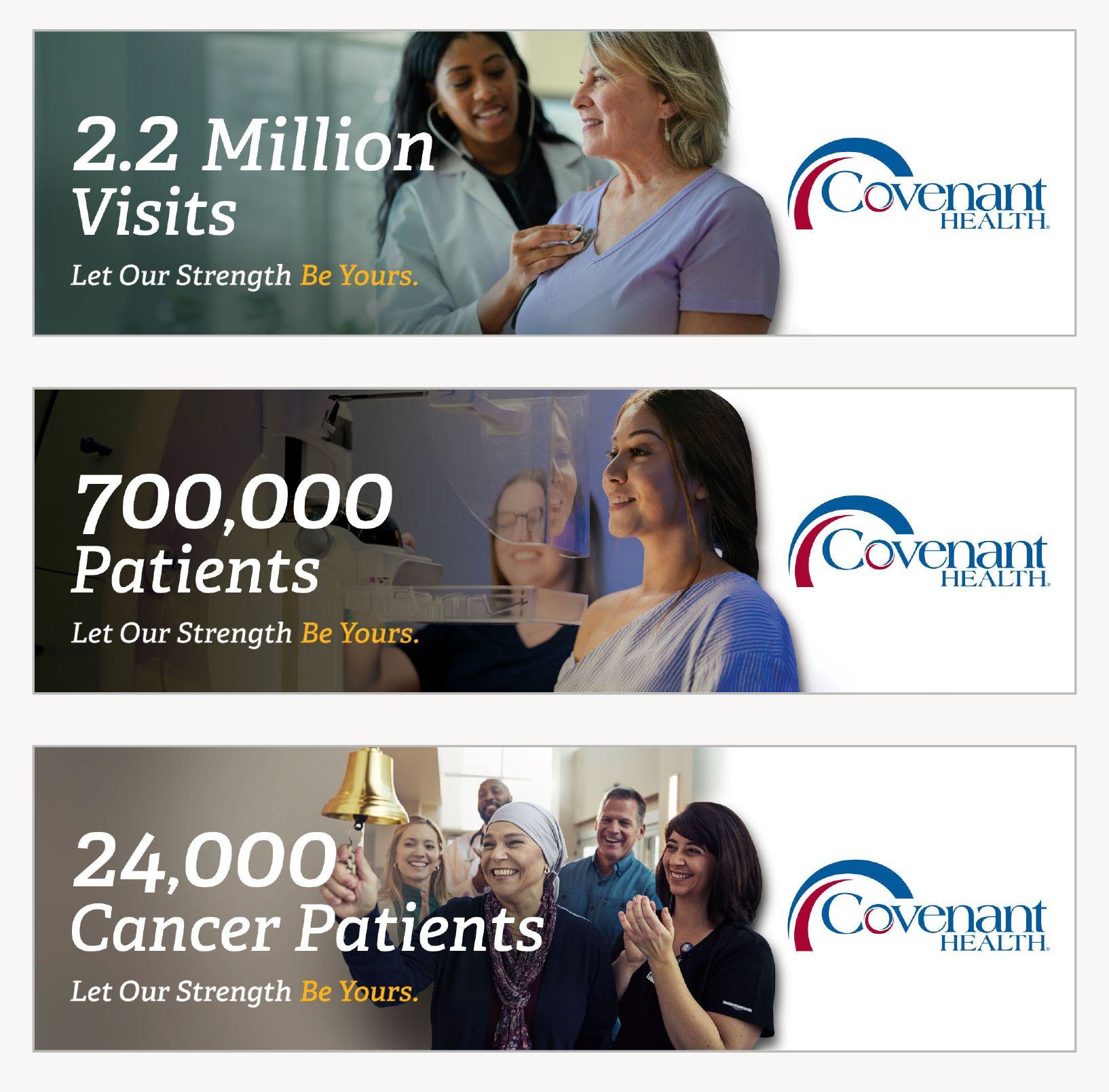 Covenant Health Numbers campaign out-of-home banners