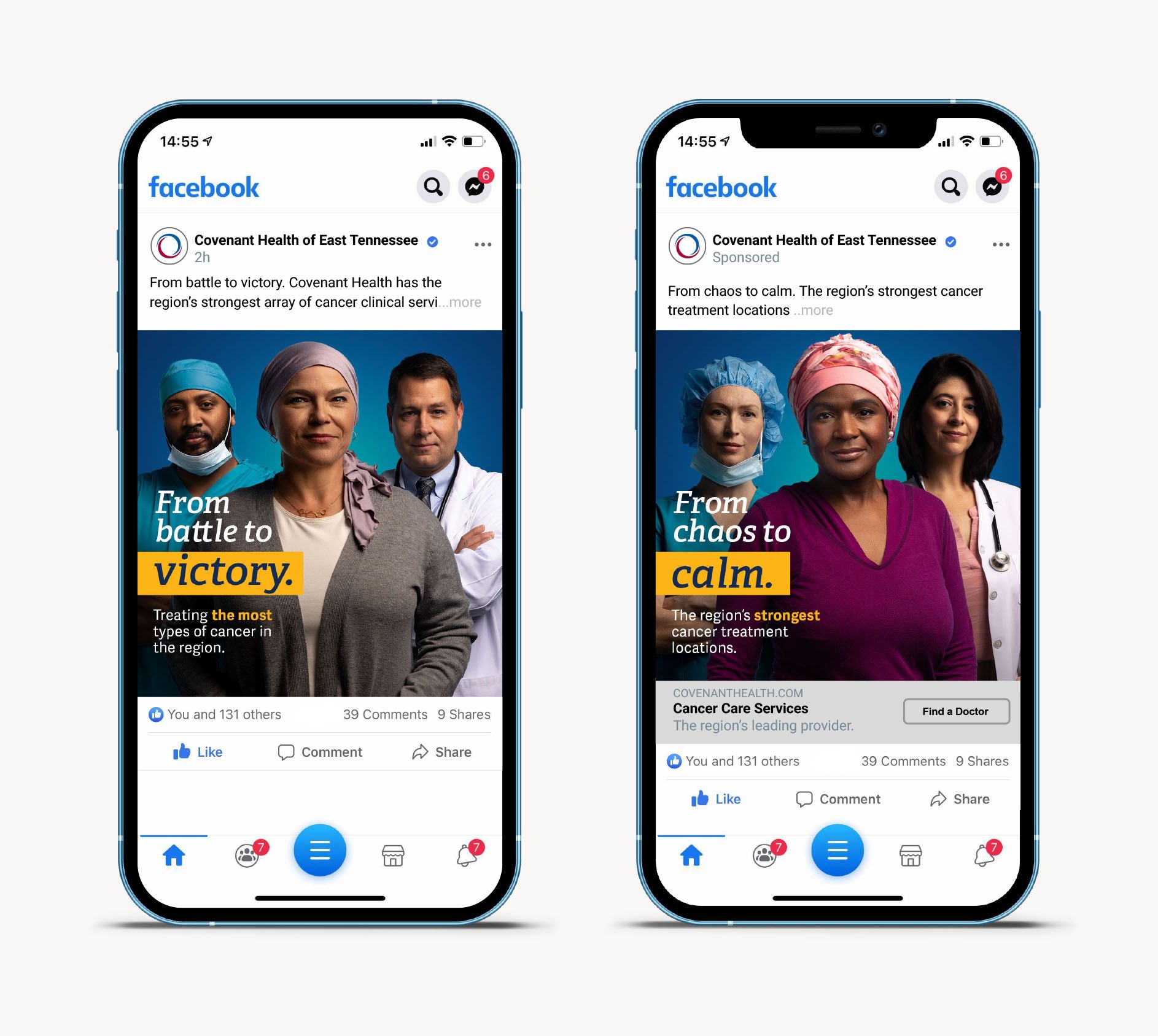 Covenant Health Oncology campaign social media creative