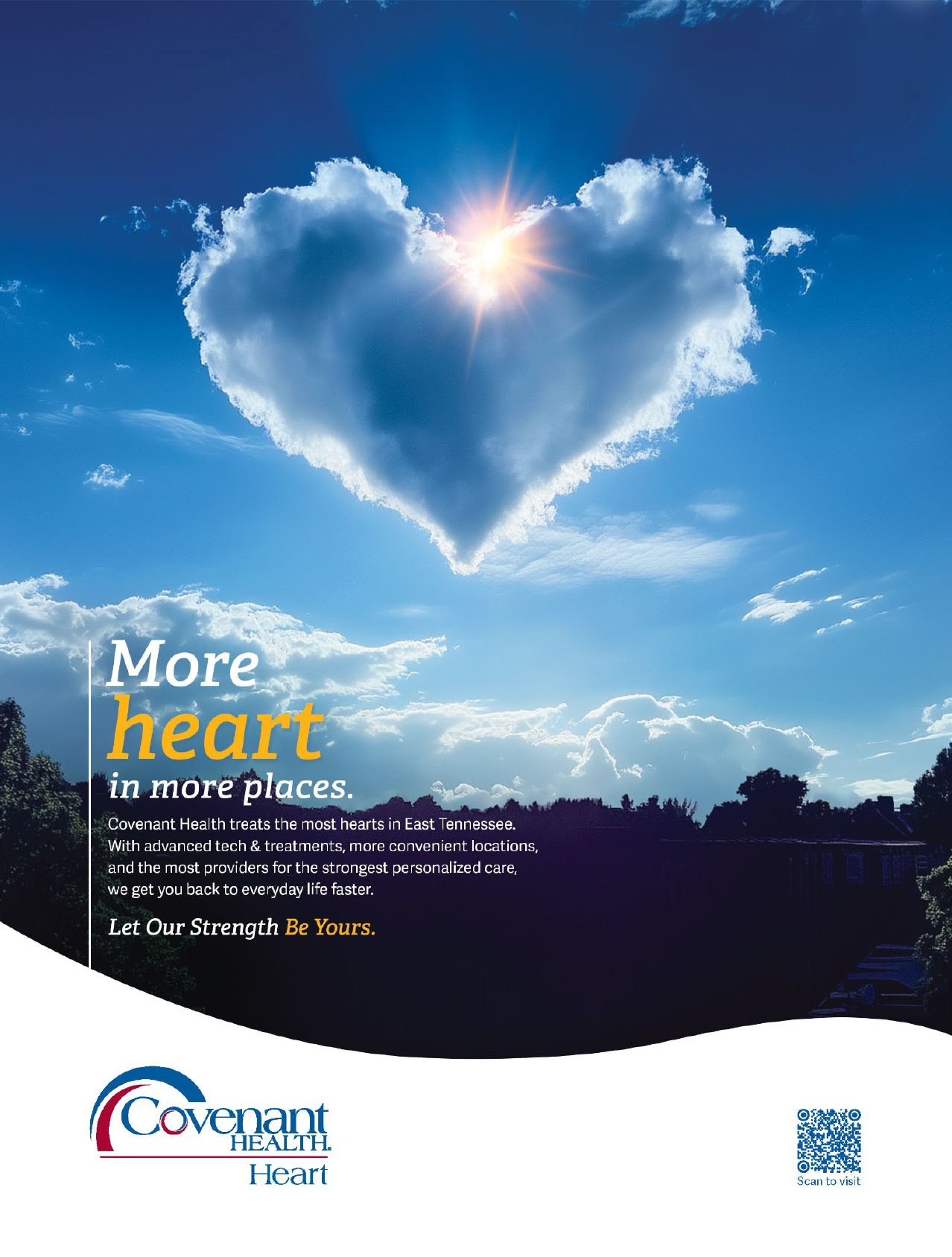 Covenant Health Heart campaign in-facility banner, clouds
