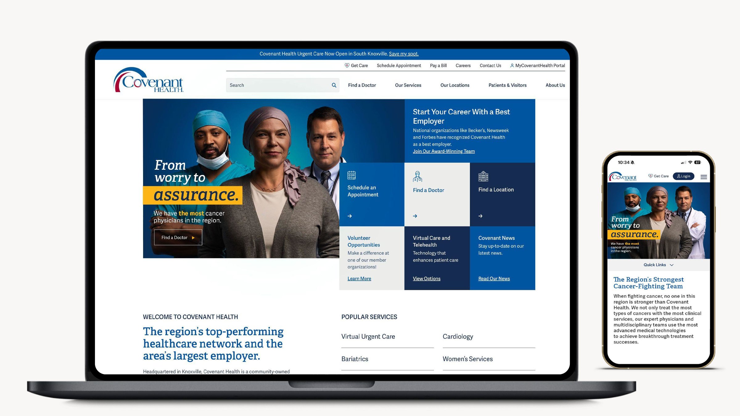 Covenant Health Oncology campaign website design